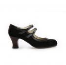 Zapato Flamenco Dos Correas Ante Negro