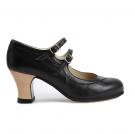 Zapato Flamenco Dos Correas Piel Negro