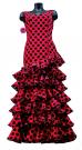 Traje de Flamenca Doña Ana rojo y lunares en negro
