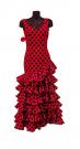 Traje de Flamenca Doña Ana rojo y lunares en negro
