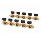 Clavijeros de guitarra 10 cuerdas, latón macizo, palomillas negras