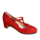 Zapato flamenco Trebol ante rojo