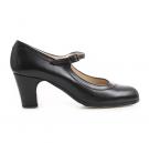 Zapato Flamenco Salon Correa de cuero negro
