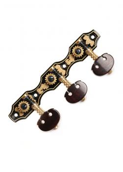 Clavijeros de guitarra estilo Hauser, níquel negro, palomillas madera de serpiente