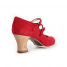 Zapato de baile Flamenco Dos Correas Ante Rojo