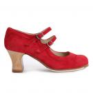 Zapato de baile Flamenco Dos Correas Ante Rojo