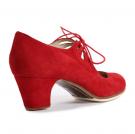 Zapato Flamenco Cordado Calado Ante Rojo