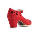 Zapato Flamenco Topos Rojo Lunares Negro